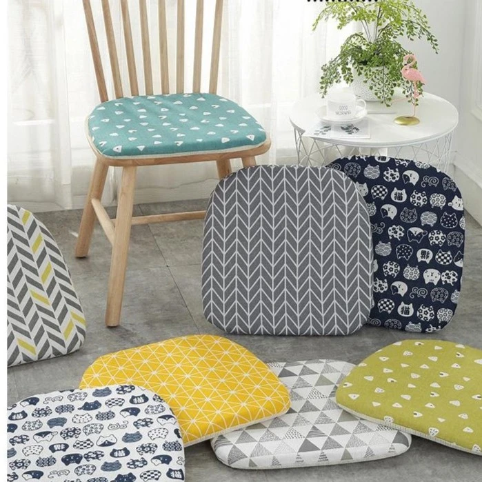 日式棉麻坐垫餐桌椅垫北欧马蹄形实木温莎椅子座垫家用凳子垫四季