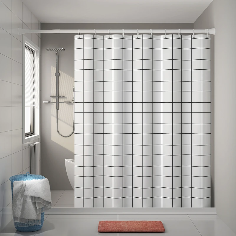 卫生间磁性浴帘套装浴室防水布淋浴房隔断帘挡水条干湿分离免打孔