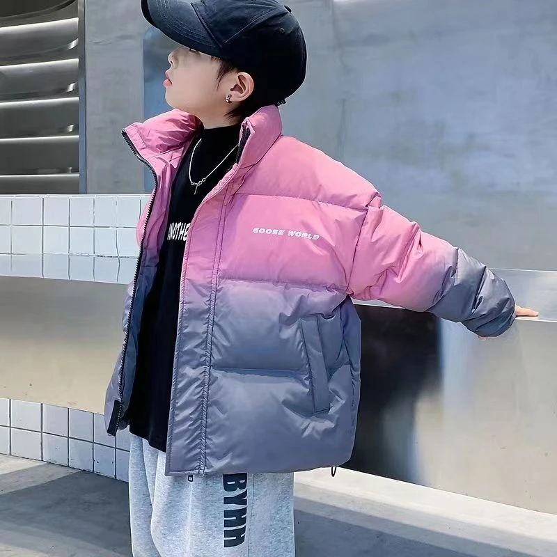 巴拉拉吧男童棉服冬季2024新款儿童渐变色羽绒服棉衣宝宝棉袄洋气
