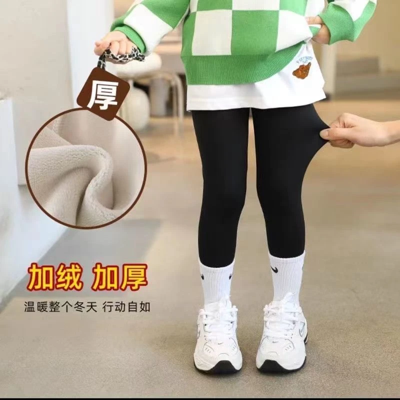 巴拉拉吧女童鲨鱼裤冬季新款中小童一体绒高腰保暖裤宝宝冬装外穿