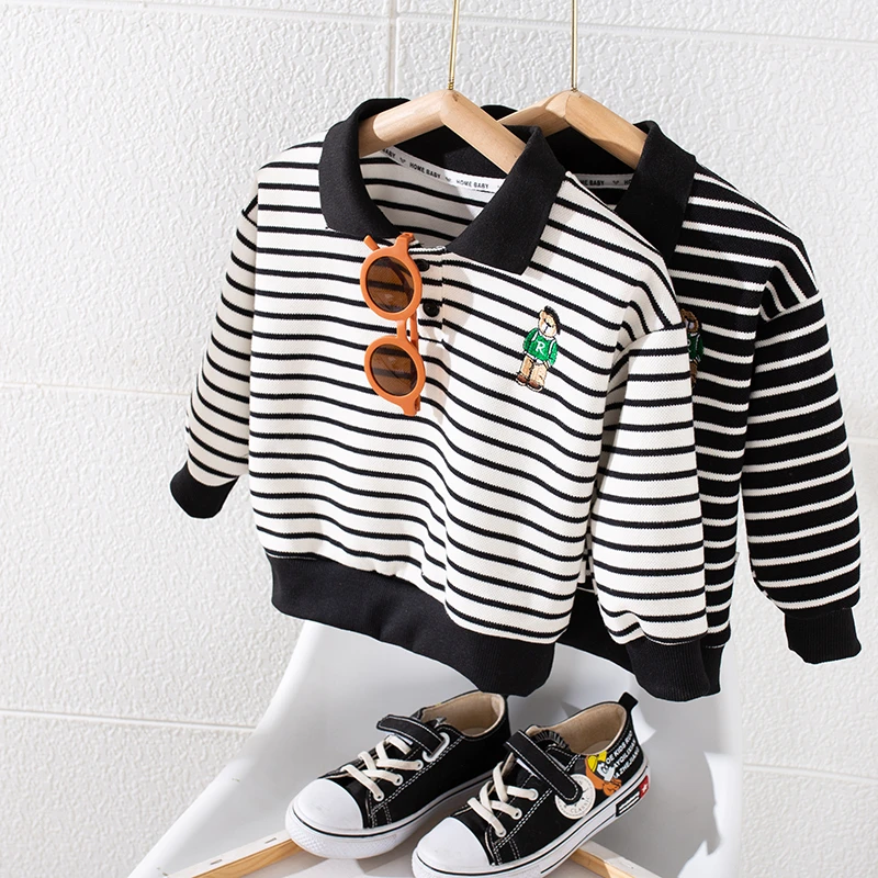 ZD儿童小熊卫衣男宝宝刺绣圆领男童长袖打底衫春秋款