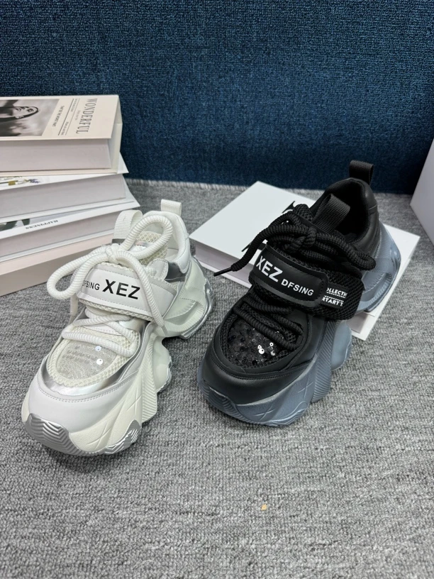 6817-1欧洲站夏季松糕鞋女老爹鞋新款厚底增高透气网面休闲鞋女