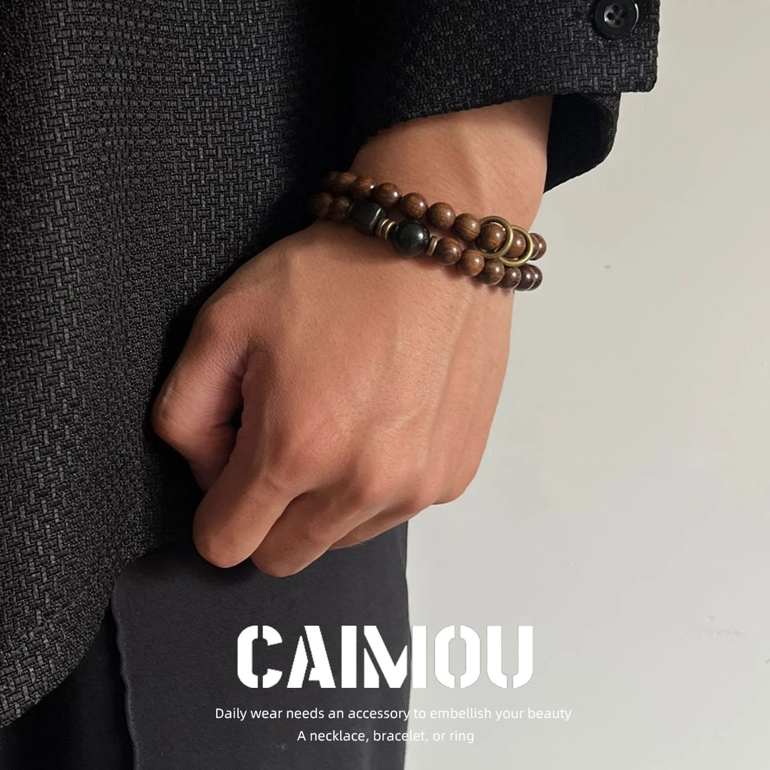 檀木多层串珠子叠戴手链女款新中式高级感男款盘玩手链手串手饰品