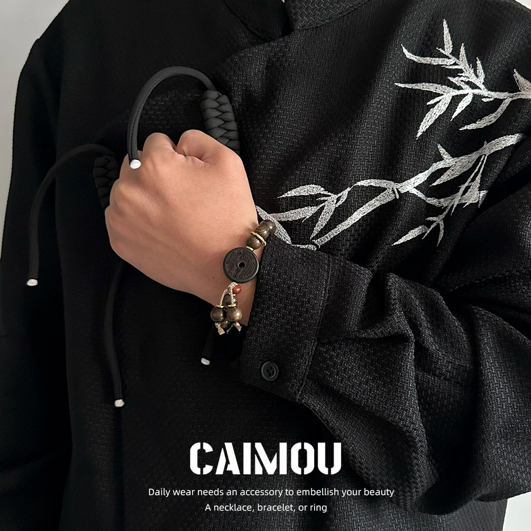 合金木质手链 原创设计新中式手作山鬼花钱手串配色男手链女情侣