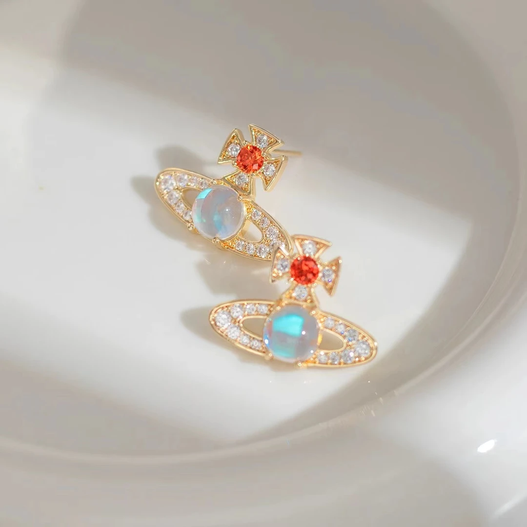 铜合金耳饰 气质轻奢时尚可爱百搭设计师精致镶嵌星球耳环999