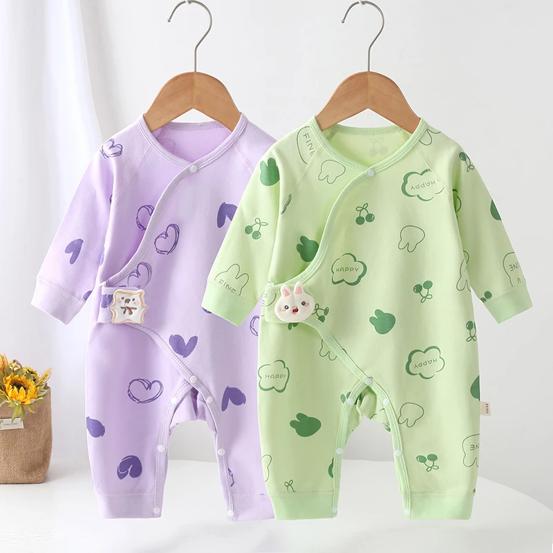 新生儿婴儿四季款连体衣无骨哈衣四季纯棉和尚服爬服宝宝长袖连体