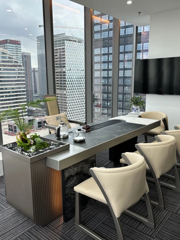 岩板茶桌椅组合现代简约泡茶桌办公室书桌功夫大板茶台