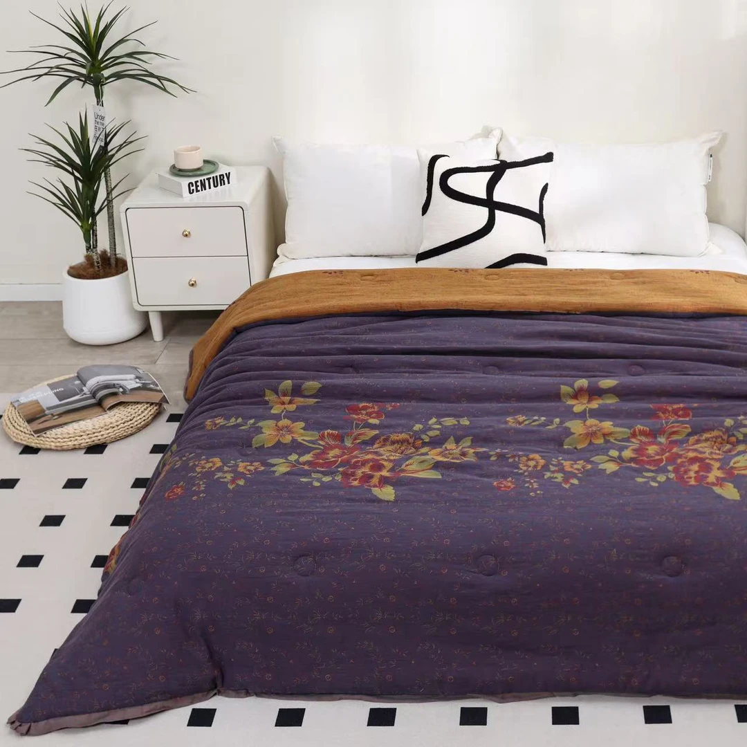 被子【海棠 双层纱被子】2X2.3米 纯棉全棉双层纱被子