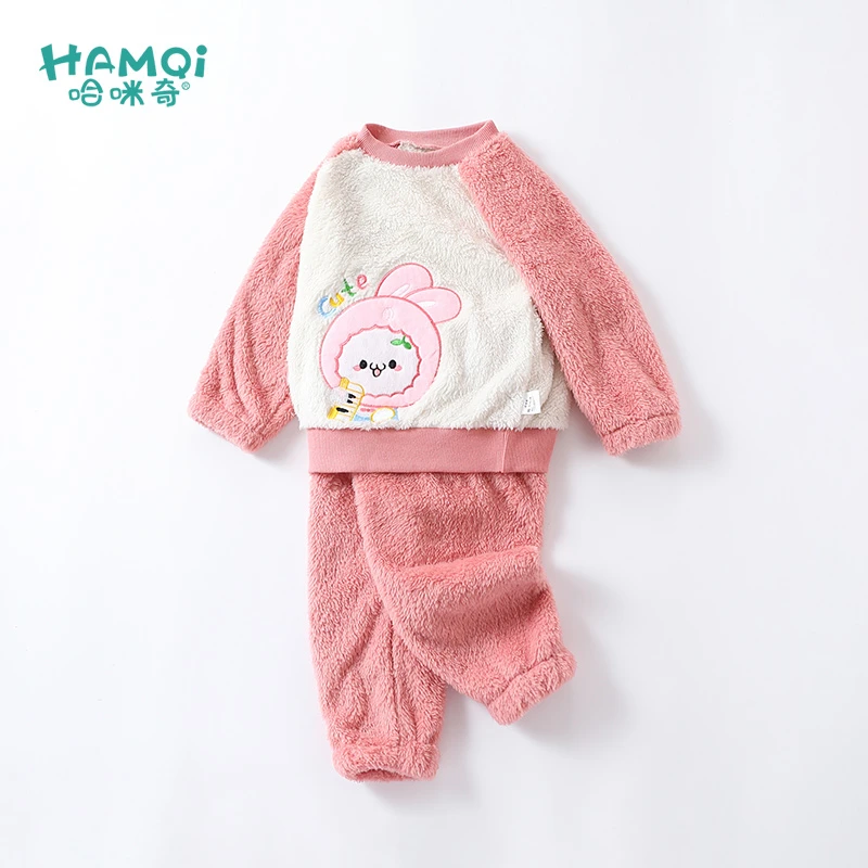 【旗舰店】儿童睡衣保暖加绒小童家居服童装女童套装宝宝衣服秋冬款