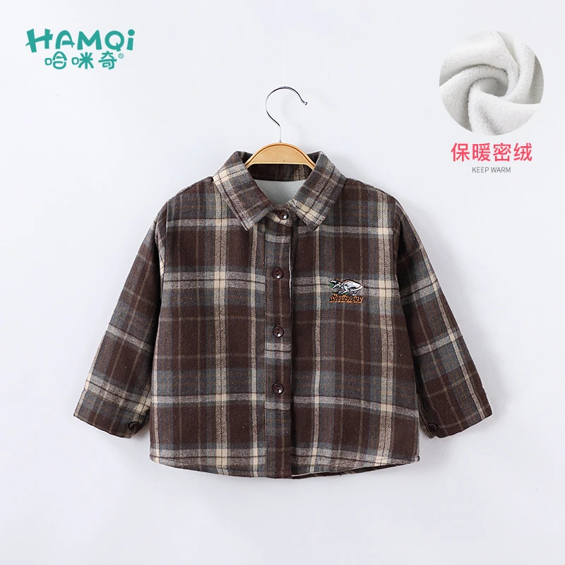 童装男童衬衫加绒秋冬季新款儿童衣服衬衣外套保暖上衣宝宝冬装潮