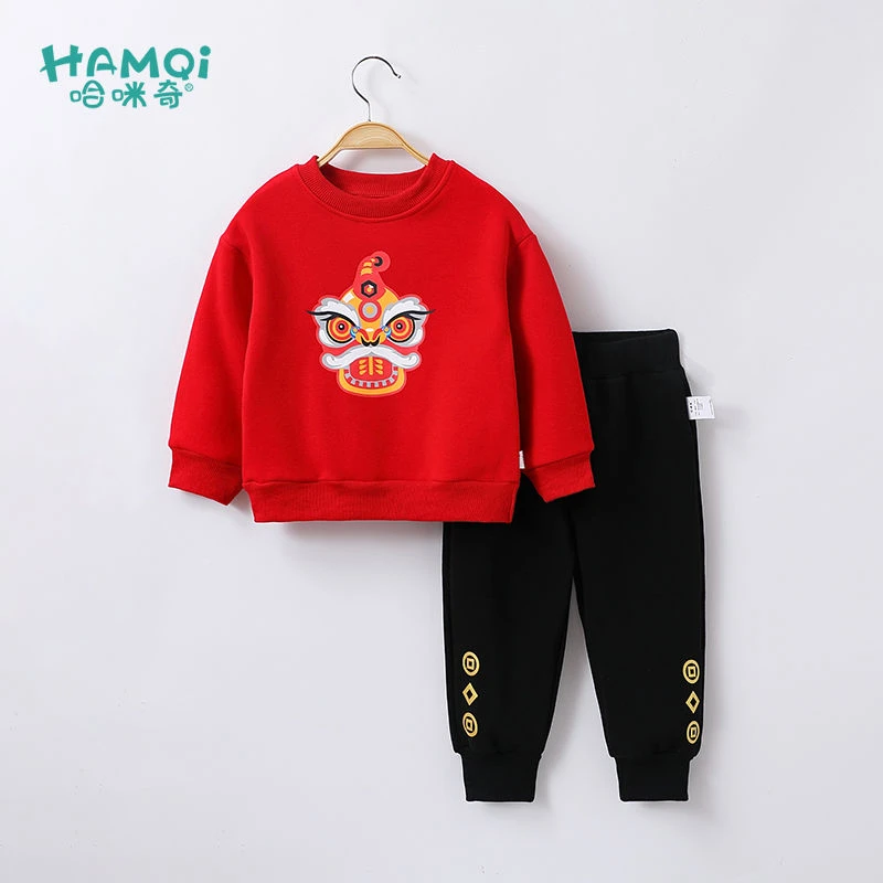 【旗舰店】新年衣服儿童保暖套装拜年服男宝宝男童加绒卫衣中国风