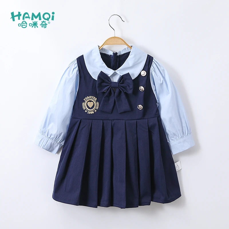 童装女童连衣裙春季新款假两件学院风儿童裙子宝宝衣服洋气公主裙