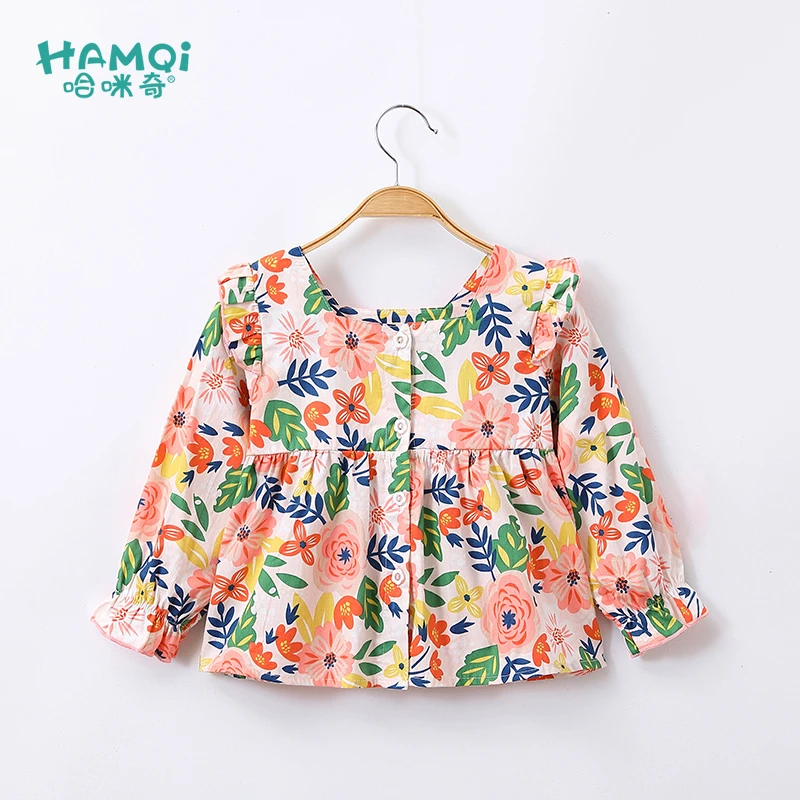 童装女童长袖秋季新款秋装儿童衬衫宝宝衣服碎花纯棉衬衣小童上衣