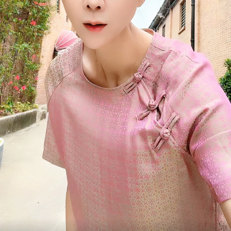 【李慧慧推荐】新款中式盘扣上衣国风提花长款上衣圆领