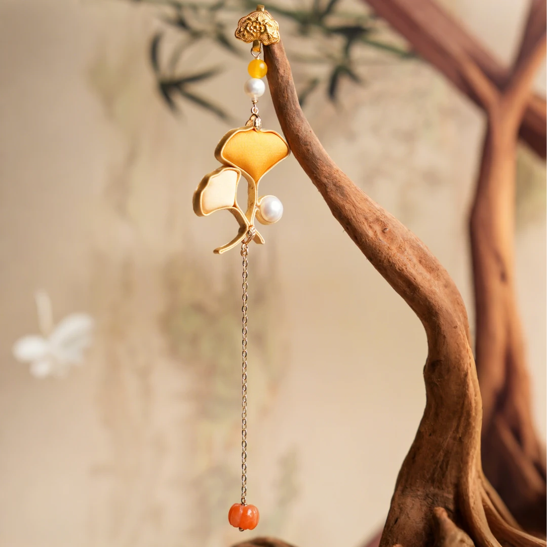 非金属布艺胸针 青寻盘扣「银杏」压襟非遗新中式旗袍汉服宋锦配饰