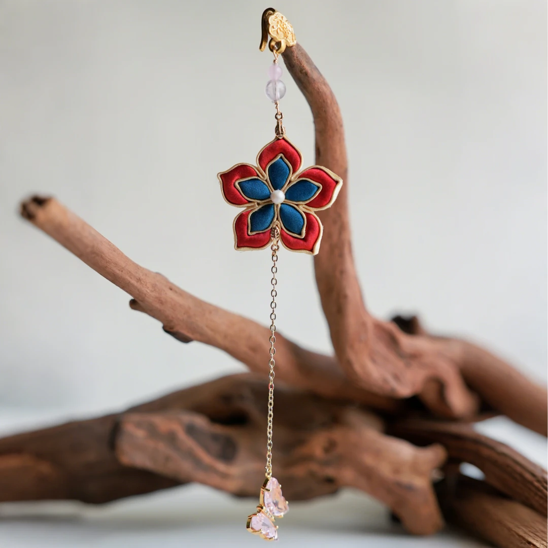 非金属布艺胸针 青寻盘扣「小宝相花」红压襟中式旗袍汉服宋锦配饰