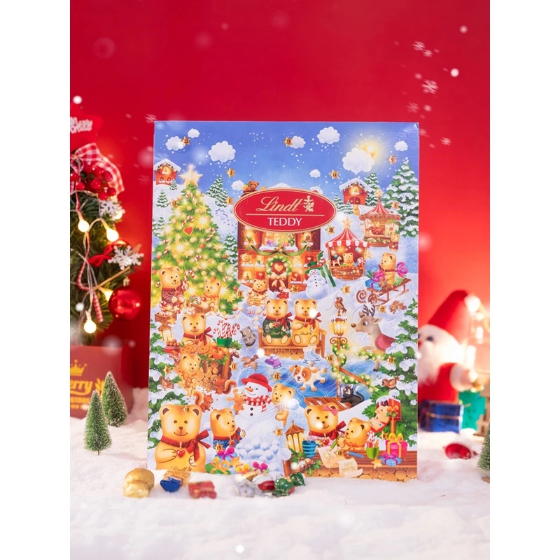进口Lindt瑞士莲倒数日历巧克力限量版小熊圣诞节日女友送礼盒装