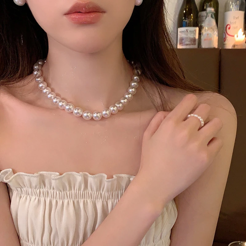 非金属项链 法式赫本风仿珍珠项链女高级感小众锁骨链颈链新款潮