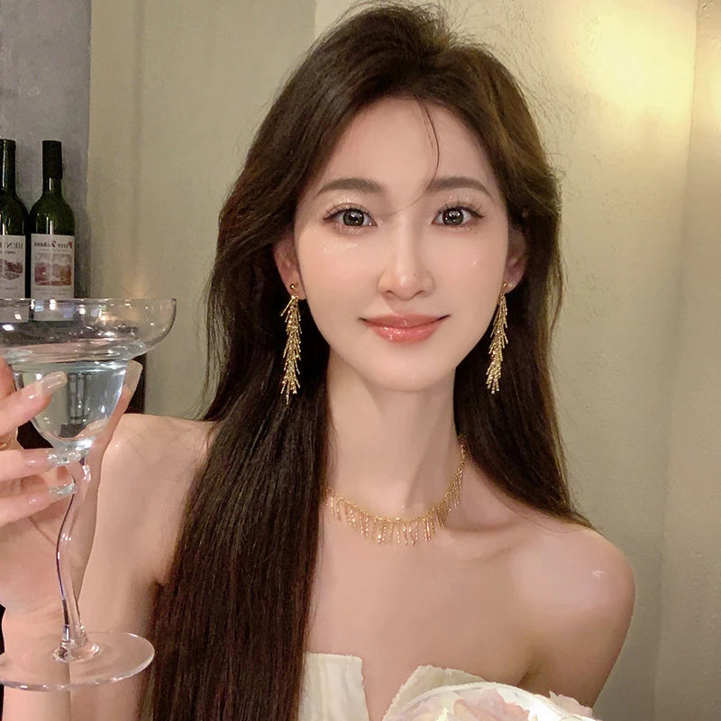 锌合金项链 小众设计感流苏项链女轻奢时尚气质网红锁骨链颈链潮