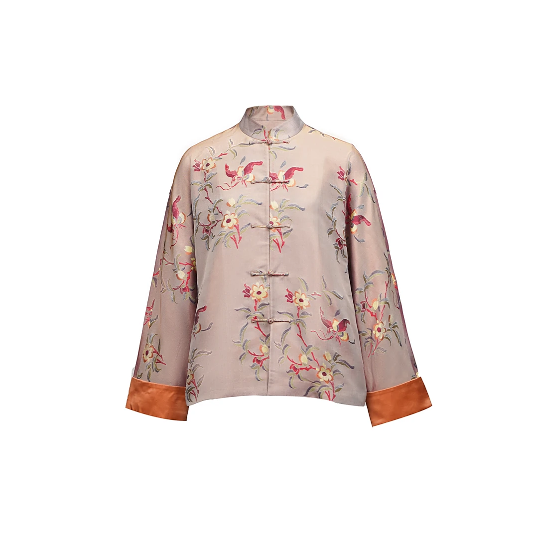 【孙雨田·非遗新中式】”玉兰花开“设计师款 双面异色罗 外套