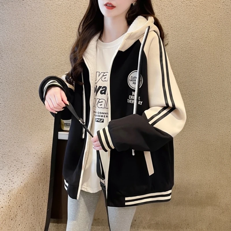 保暖棒球服女秋冬季加绒加厚外套2025新款初高中学生小个子棉服潮