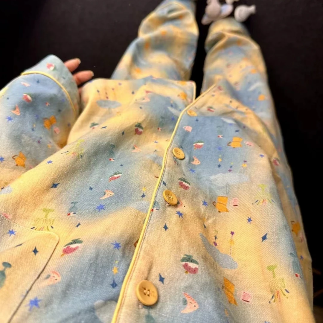睡衣女时尚设计感星空印花春秋季少女长袖长裤家居服套装可外穿