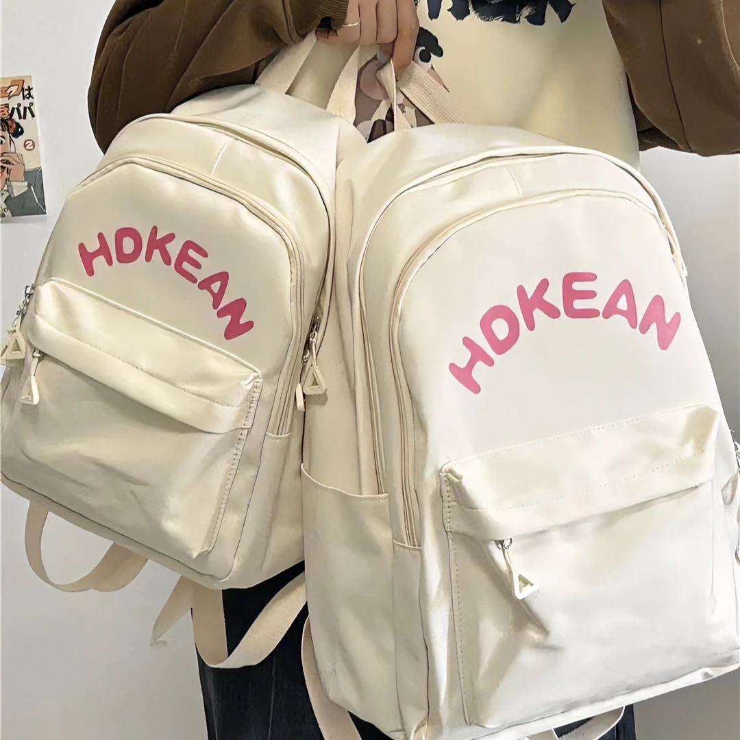 女大学生时尚简约书包日系初中高中生百搭上课双肩包韩版旅行背包