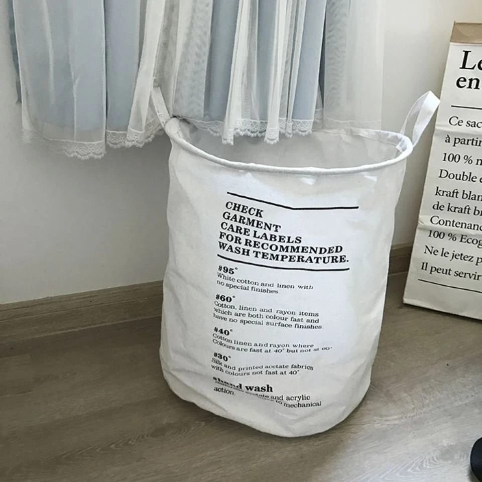 奶白色可折叠储物布艺防水脏衣服筐玩具零食衣物收纳篮圆形收纳桶