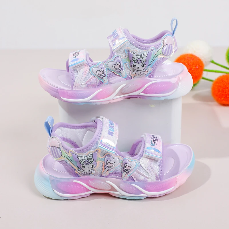 女童凉鞋2024夏新款库洛米女孩时尚运动凉鞋中大童防滑软底公主鞋