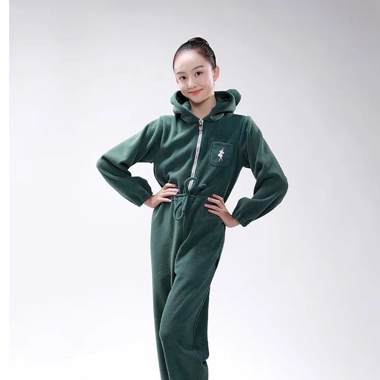 青青之舞|双面绒连体衣加绒舞蹈服芭蕾练功冬季连帽套装加厚保暖