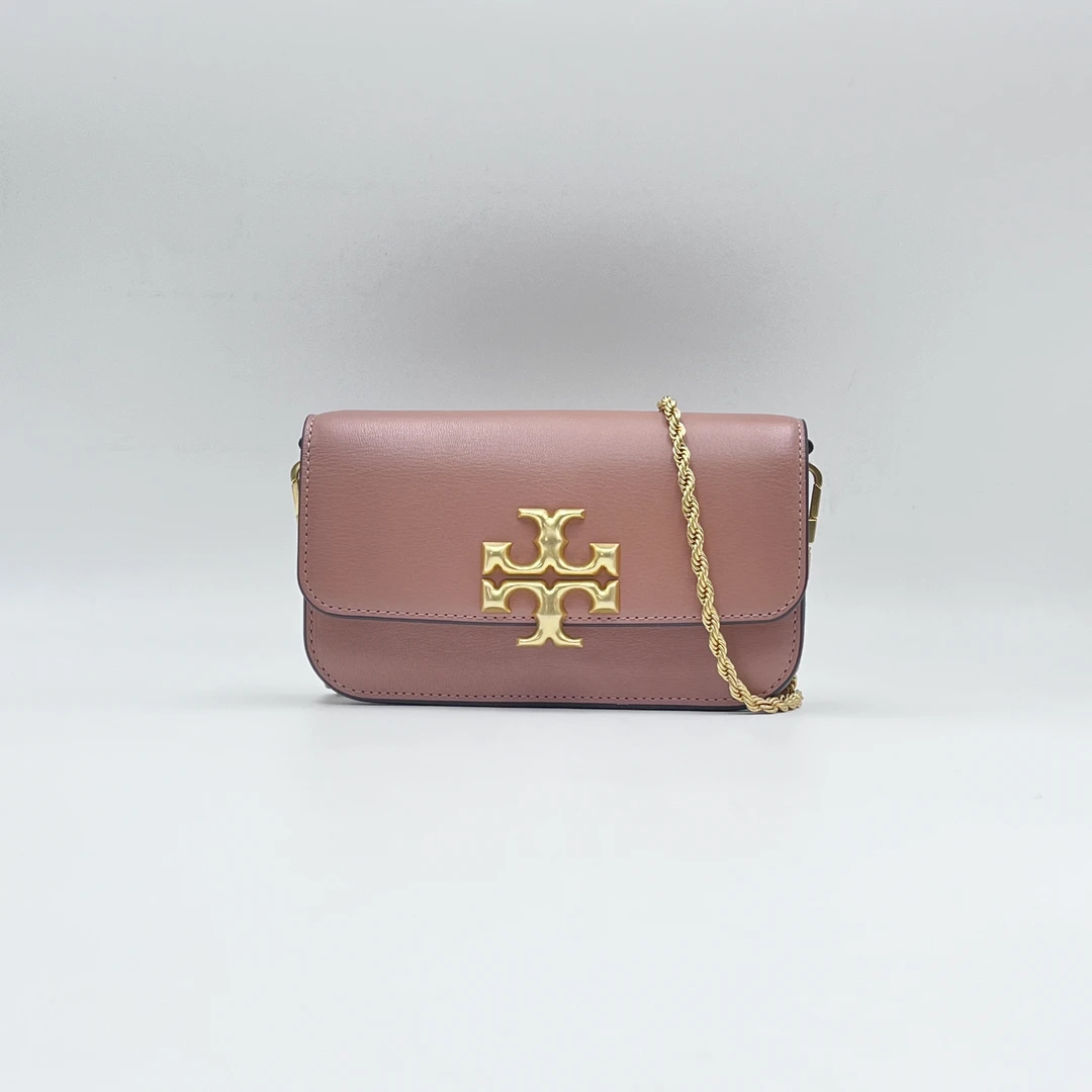 95新 TORY BURCH/汤丽柏琦 Eleanor粉色小号金砖包斜挎包 031女士