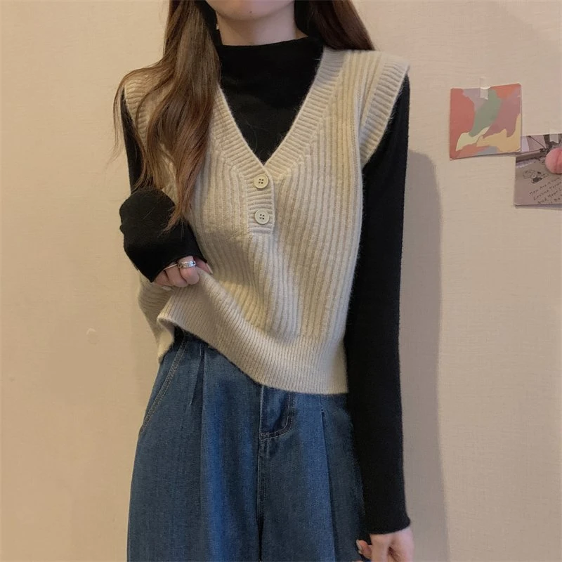 针织马甲背心上衣女秋冬季2024年新款显瘦气质内搭毛衣设计感小众