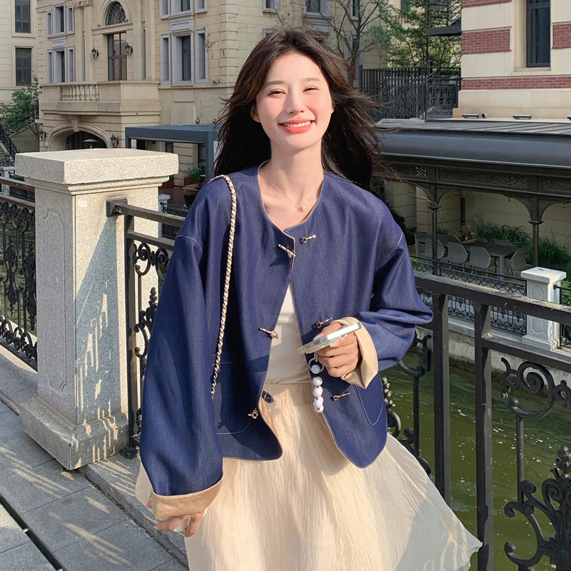新中式国风外套女春秋2024新款爆款小个子时尚休闲两面穿短款上衣
