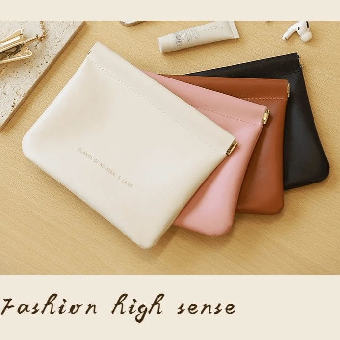 女士补妆品收纳袋磁吸收纳袋自动收口收纳包分隔内袋钞票收纳小包