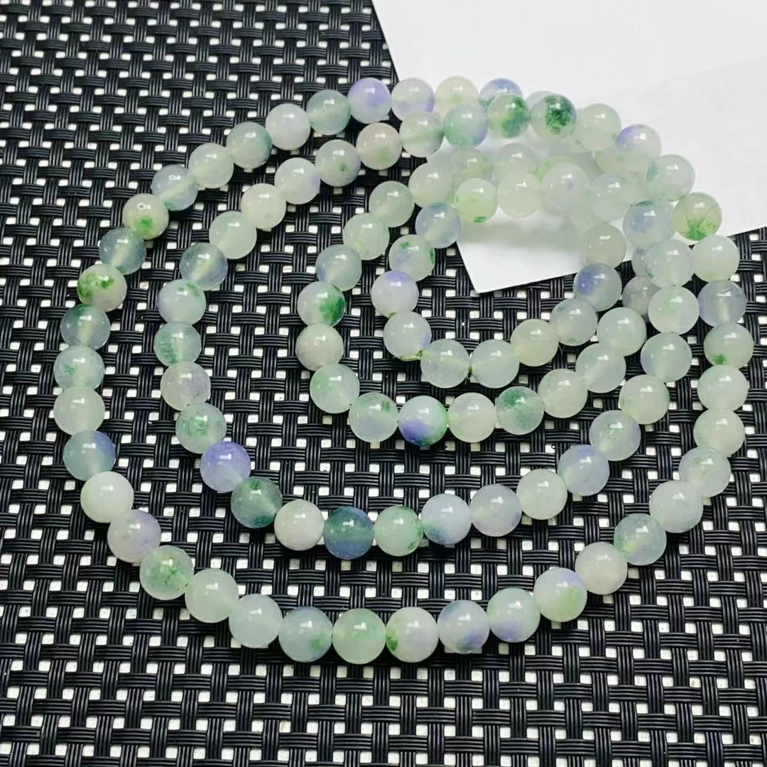 【宏泰】F96白底飘绿花108颗8m女设计轻奢时尚手链手串