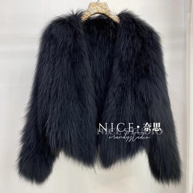 双面毛绒网红拼接百搭小香风简约轻奢洋气气质冬装女外套