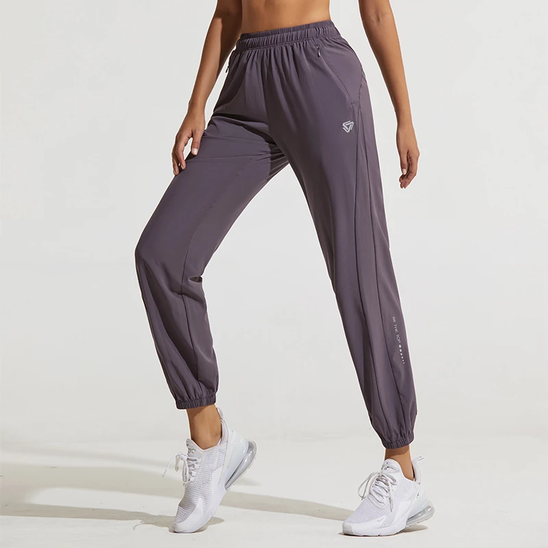 cosleaf/科里芙夏季薄款高腰健身运动瑜伽户外后腰口袋束脚长裤