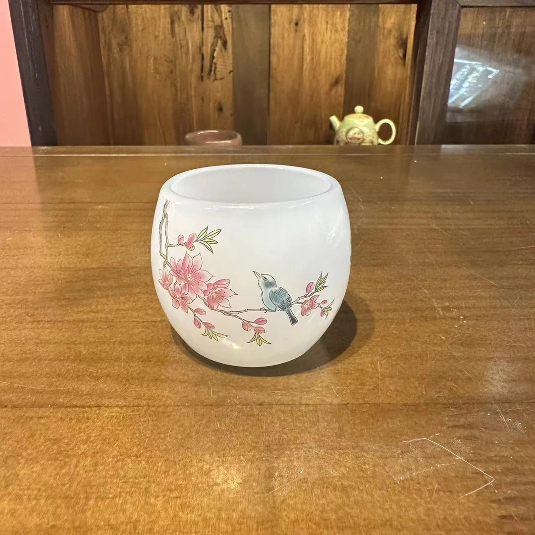 喜上枝头白色琉璃主人杯 5161