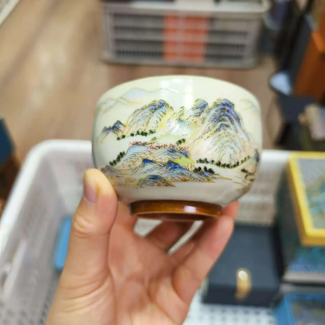 【闪购商品】开片茶杯汝窑主人杯千里江山1392