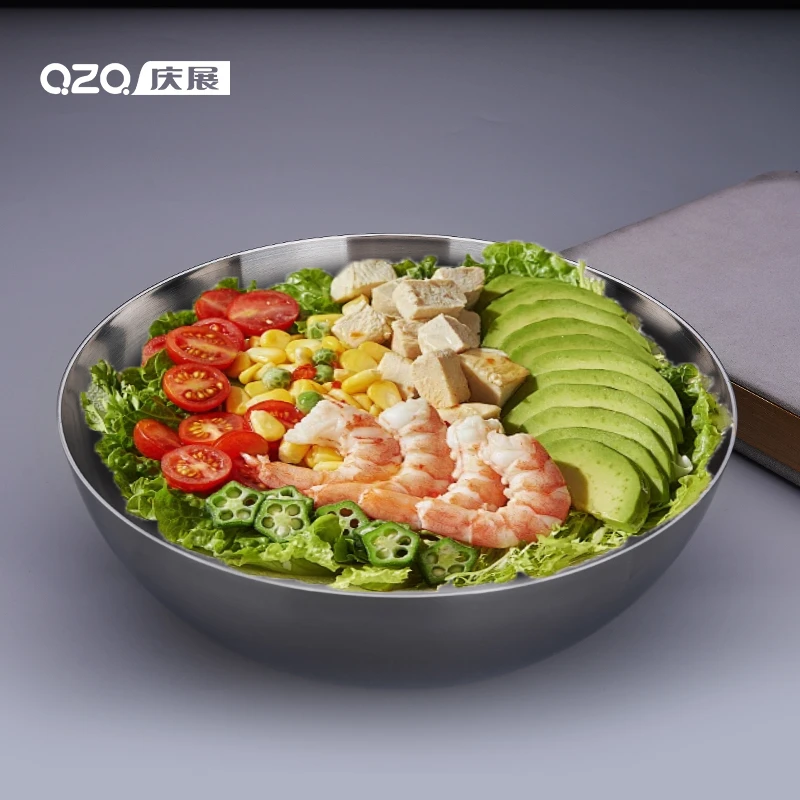 18-10不锈钢刻度盆三层钢水果沙拉调料盆控量厨房大容量盆备菜盆