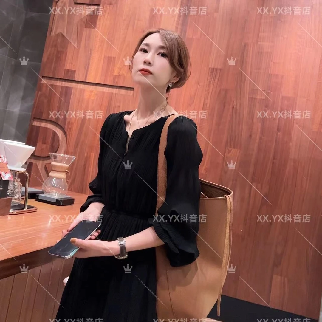 XX.YX 春夏新品压折面料长袖连衣长裙36621