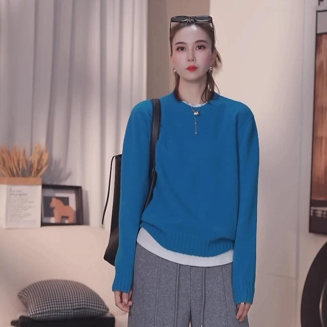 XX.YX（柔光玲兰）韩系极简松弛感加厚软糯套头毛衣 53625