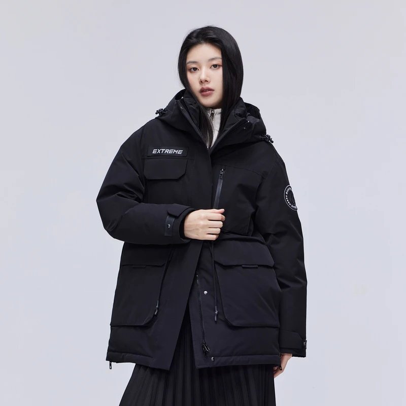 波司登2023冬季新款女士黑色一手长轻量科技鹅绒极寒羽绒服外套