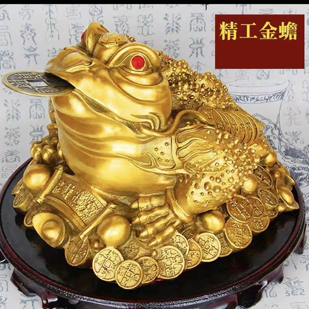 铜金蟾摆件黄铜三足金蟾蟾蜍招开业礼品金蟾财办公室高档桌面摆件