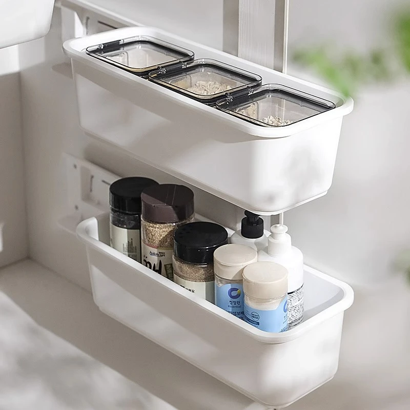 家用抽屉式置物架厨房下水槽收纳神器橱柜侧壁免打孔壁挂调味料架