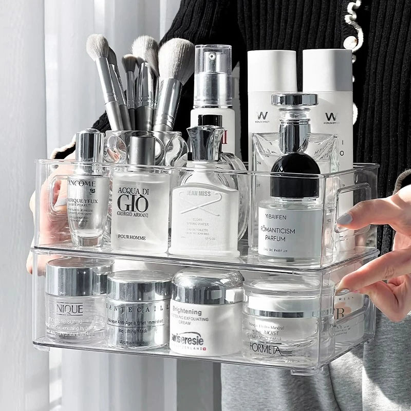 梳妆台化妆品收纳盒面膜整理置物架桌面护肤品口红盒大容量杂物筐