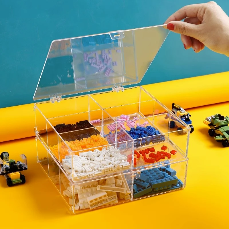 乐高整理架积木分类零件盒玩具摆放分件盒小微颗粒透明分格收纳柜