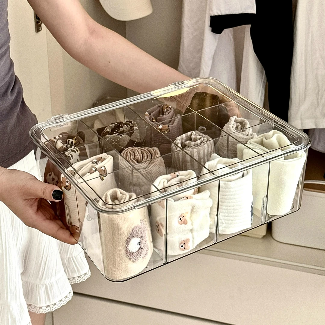 放袜子三合一整理神器内衣内裤收纳盒衣柜家用贴身衣物分格筐宿舍