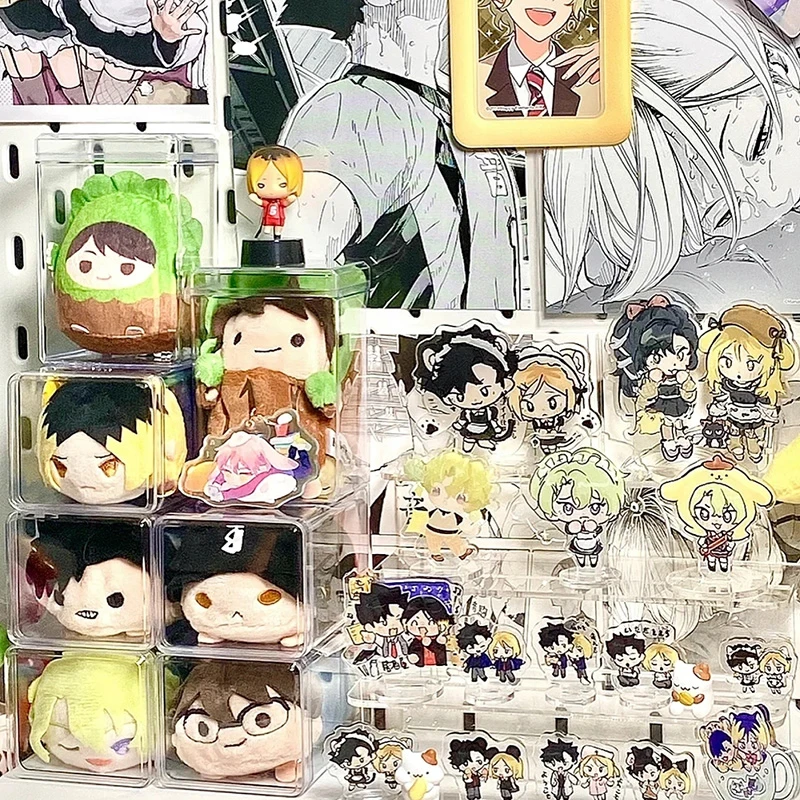 排球少年趴趴收纳盒透明玩偶公仔盲盒立牌展示架桌面亚克力展示盒