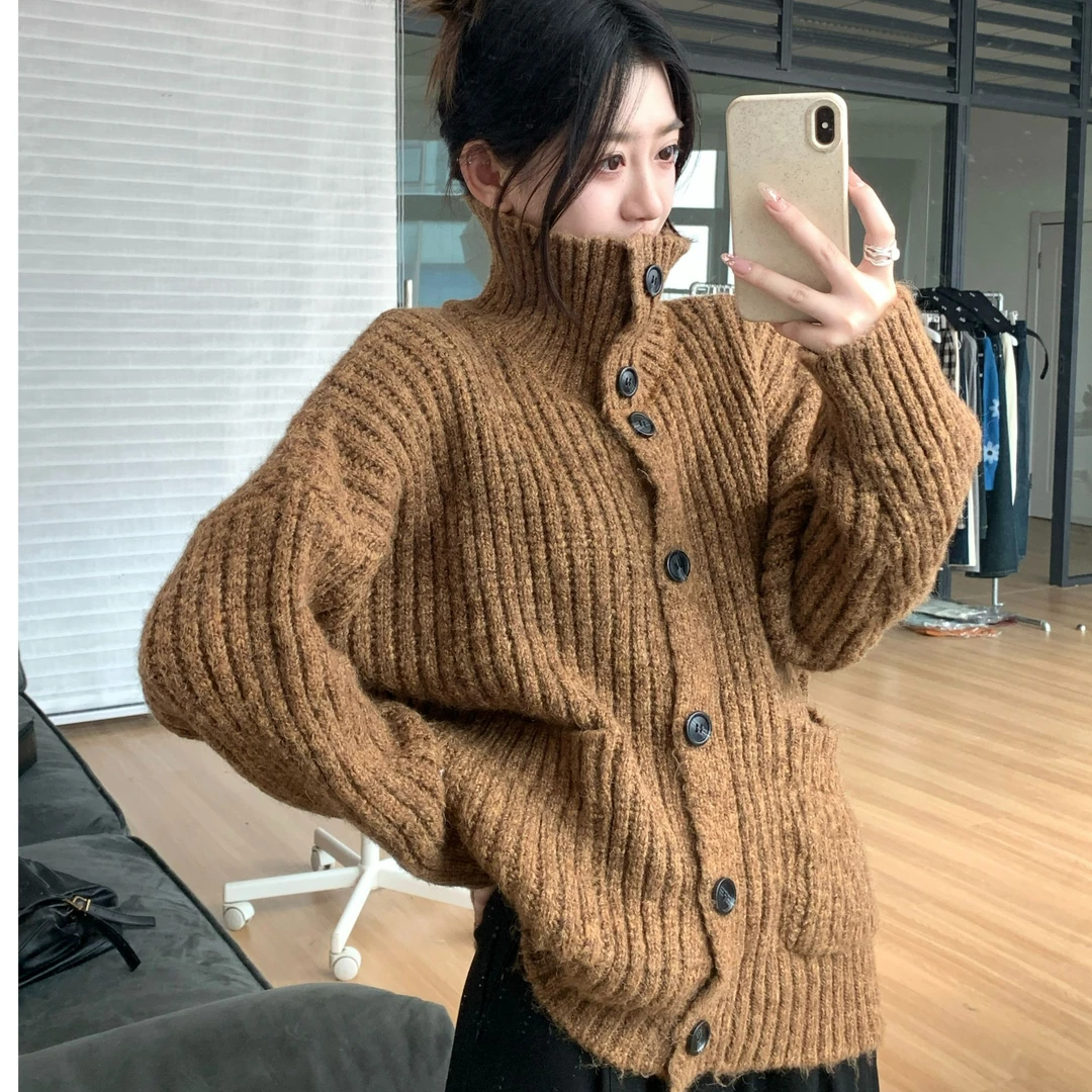 针织外套女 秋季新品粗毛线慵懒风休闲宽松显瘦毛衣开衫 M0004